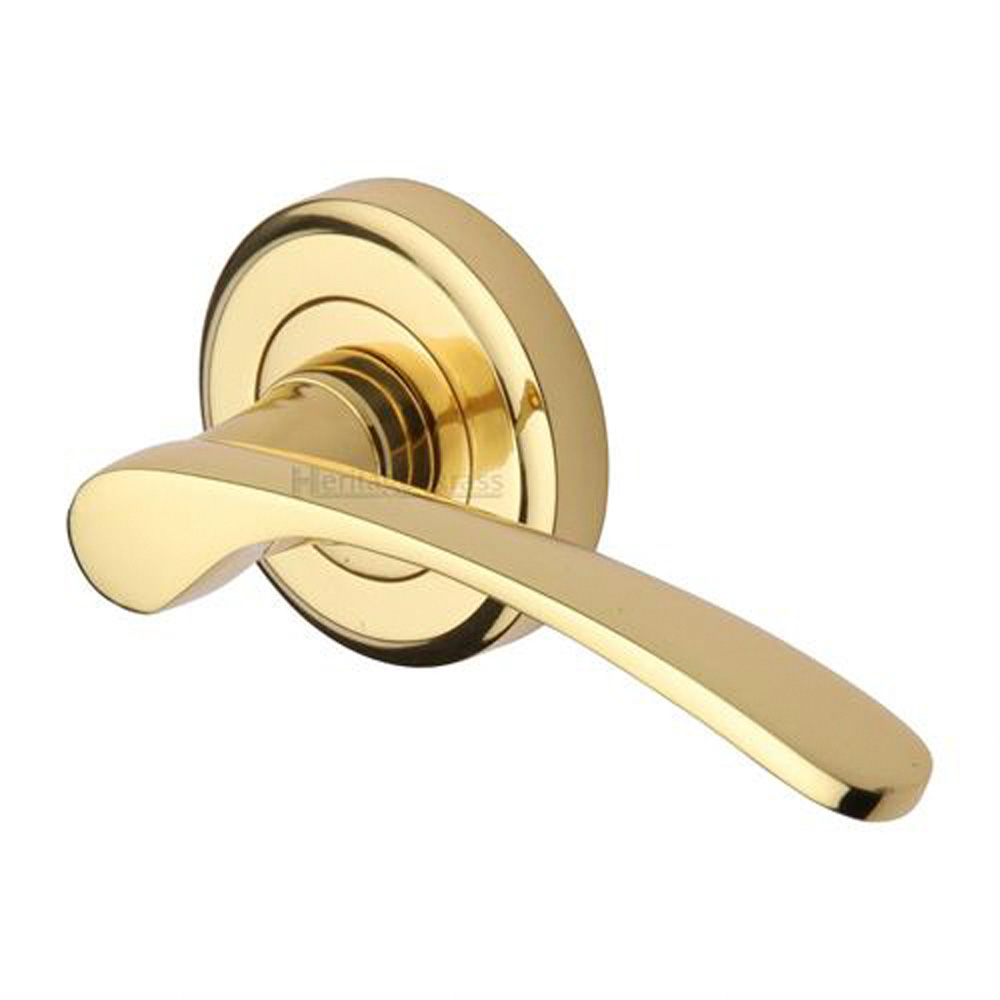 Sophia Door Handle on Rose - Polished Brass